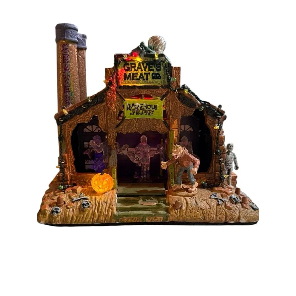 #15202 Grave's Meat Co HalloweenDecor Spooky Town Collection Lemax Rave At Grave